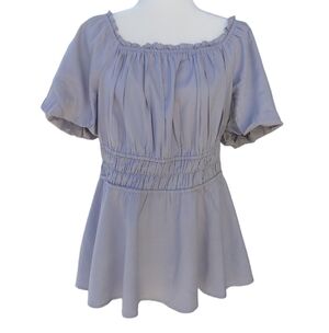 Torrid Linen Blend Smocked Waist Defining Top with Puff Sleeves Plus Size 2X NWT